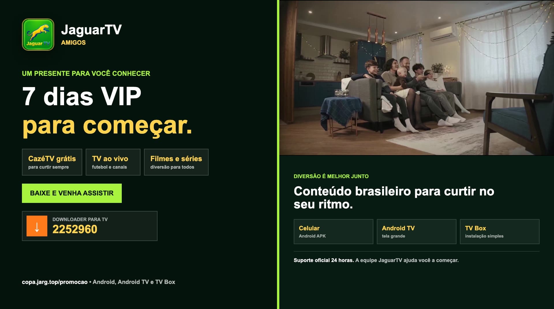 Convite JaguarTV com 7 dias VIP para novos usuários